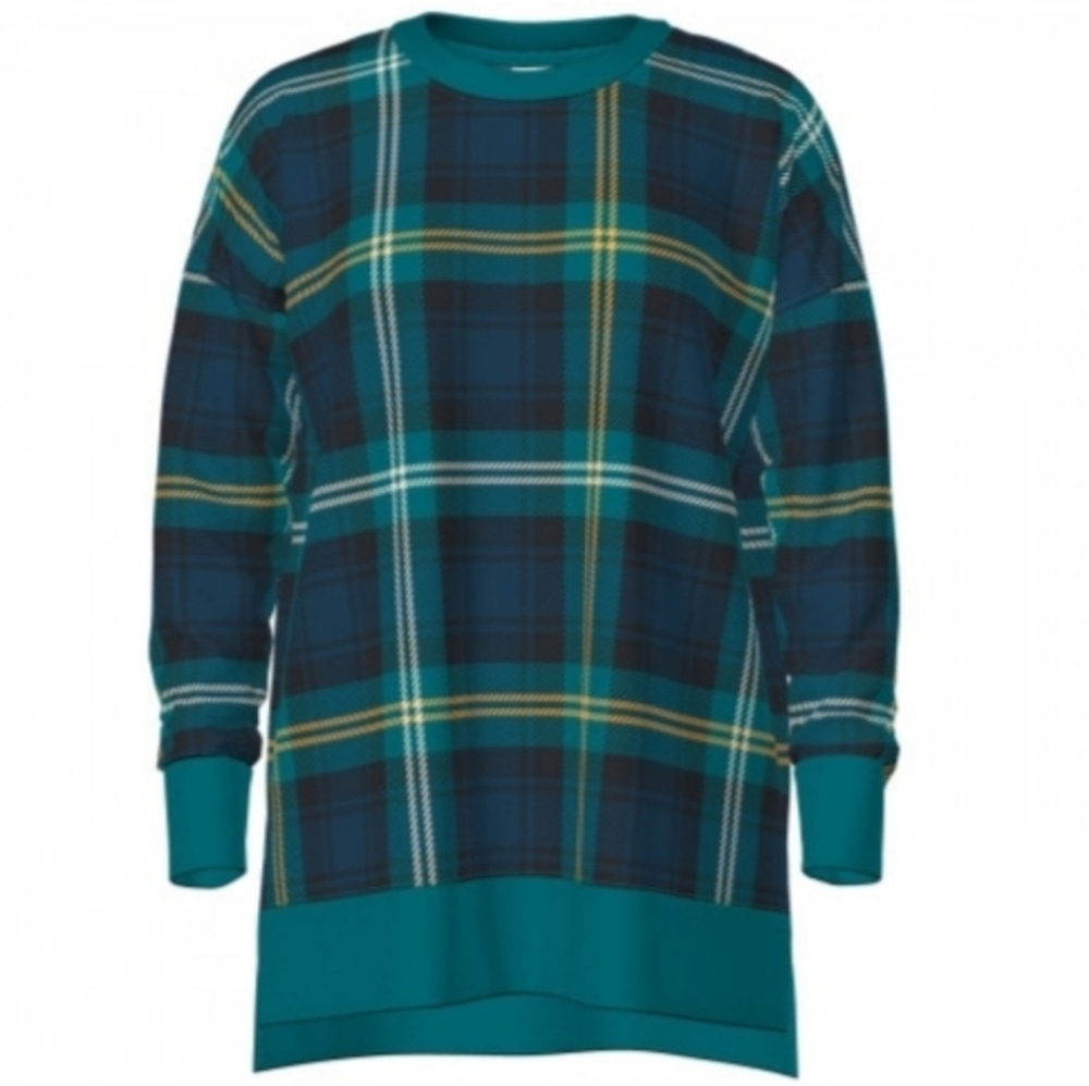 Plaid Crew Neck Sweatshirt